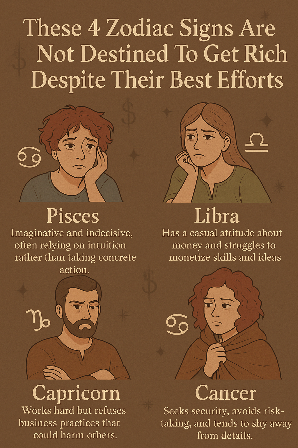 These 4 Zodiac Signs Are Not Destined To Get Rich Despite Their Best Efforts INFOG