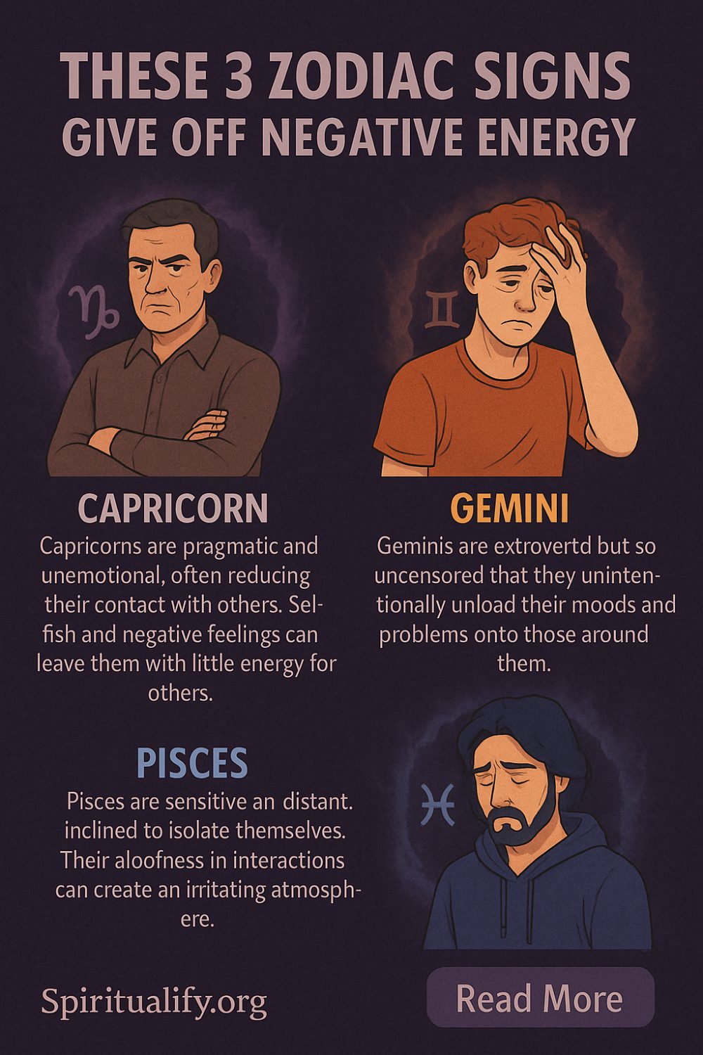 These 3 Zodiac Signs Give Off Negative Energy Infographic