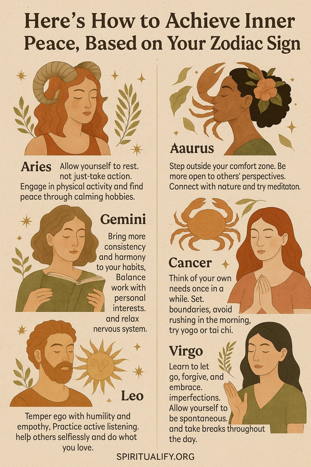 Here’s How to Achieve Inner Peace, Based on Your Zodiac Sign Infographic