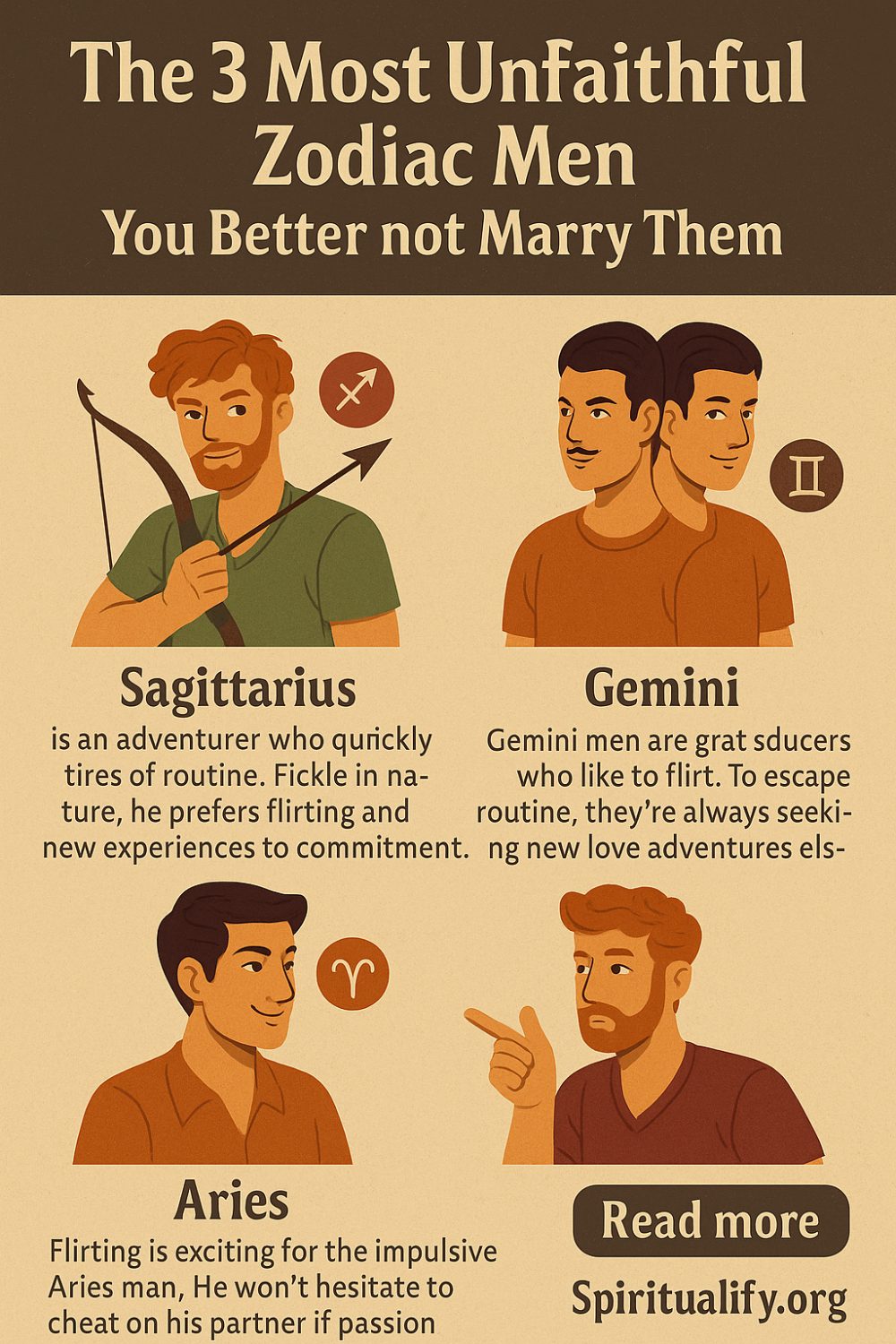 The 3 Most Unfaithful Zodiac Men You Better not Marry Them Infographic