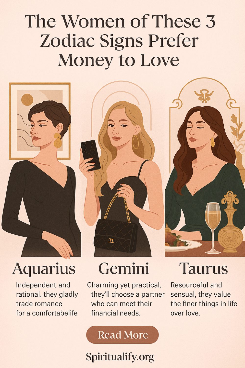 The Women of These 3 Zodiac Signs Prefer Money to Love Infographic