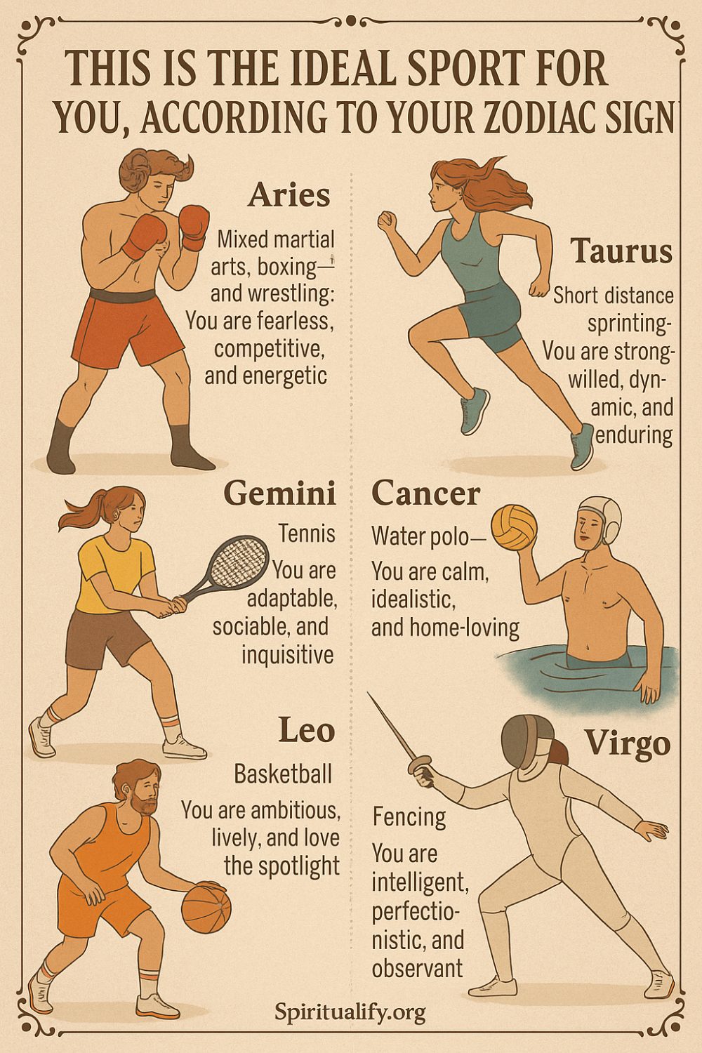 This is the Ideal Sport for You, According to Your Zodiac Sign Infographic