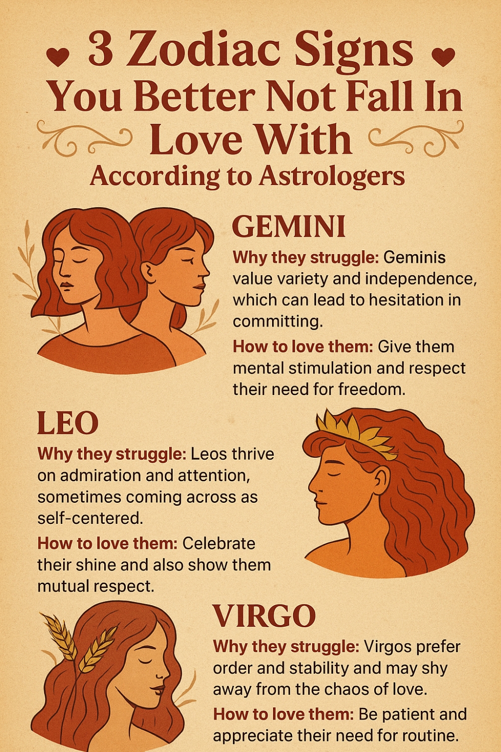 4 Zodiac Signs You Better Not Fall In Love With According to Astrologers Infographic