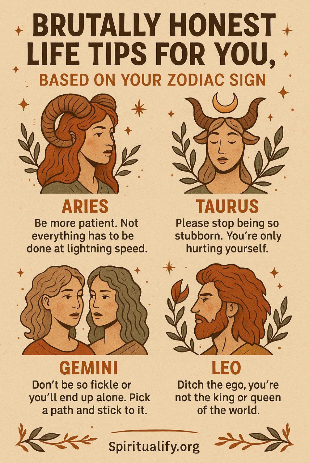 Brutally Honest Life Tips for You, Based on Your Zodiac Sign Infographic