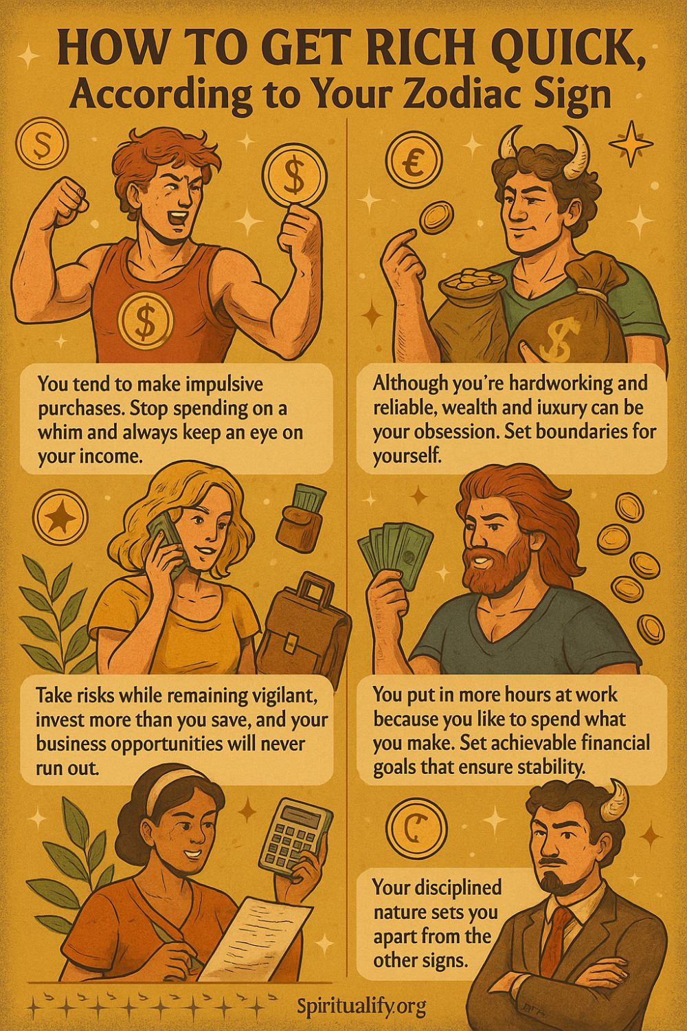 How to Get Rich Quick, According to Your Zodiac Sign Infographic