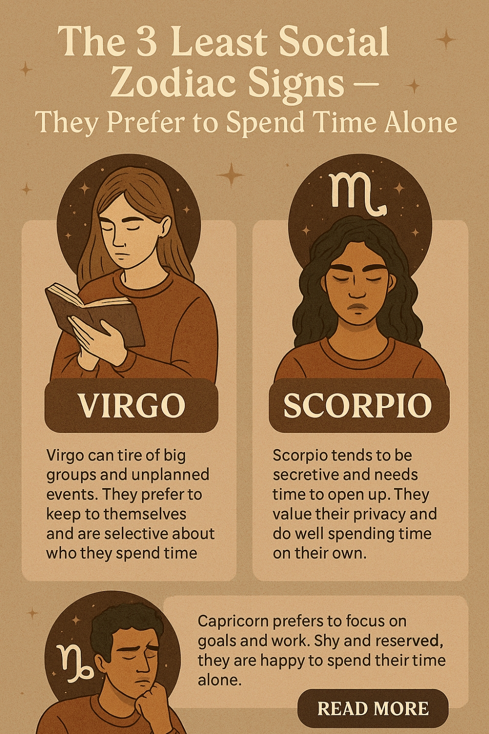 The 4 Least Social Zodiac Signs – They Prefer to Spend Time Alone Infographic