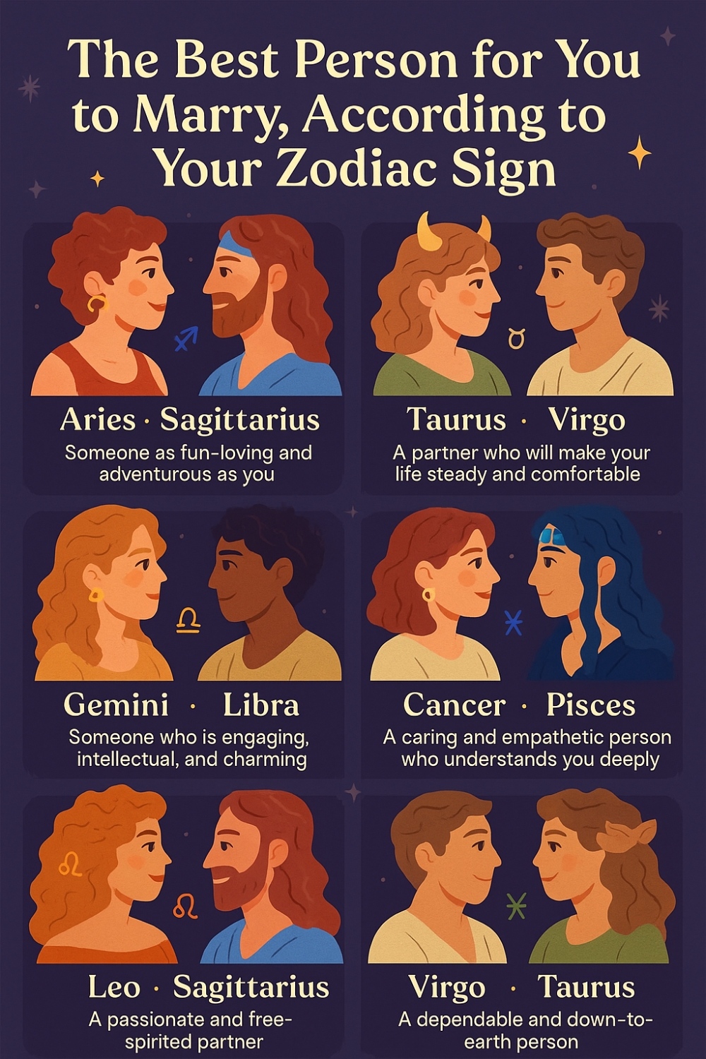 The Best Person for You to Marry, According to Your Zodiac Sign Infographic