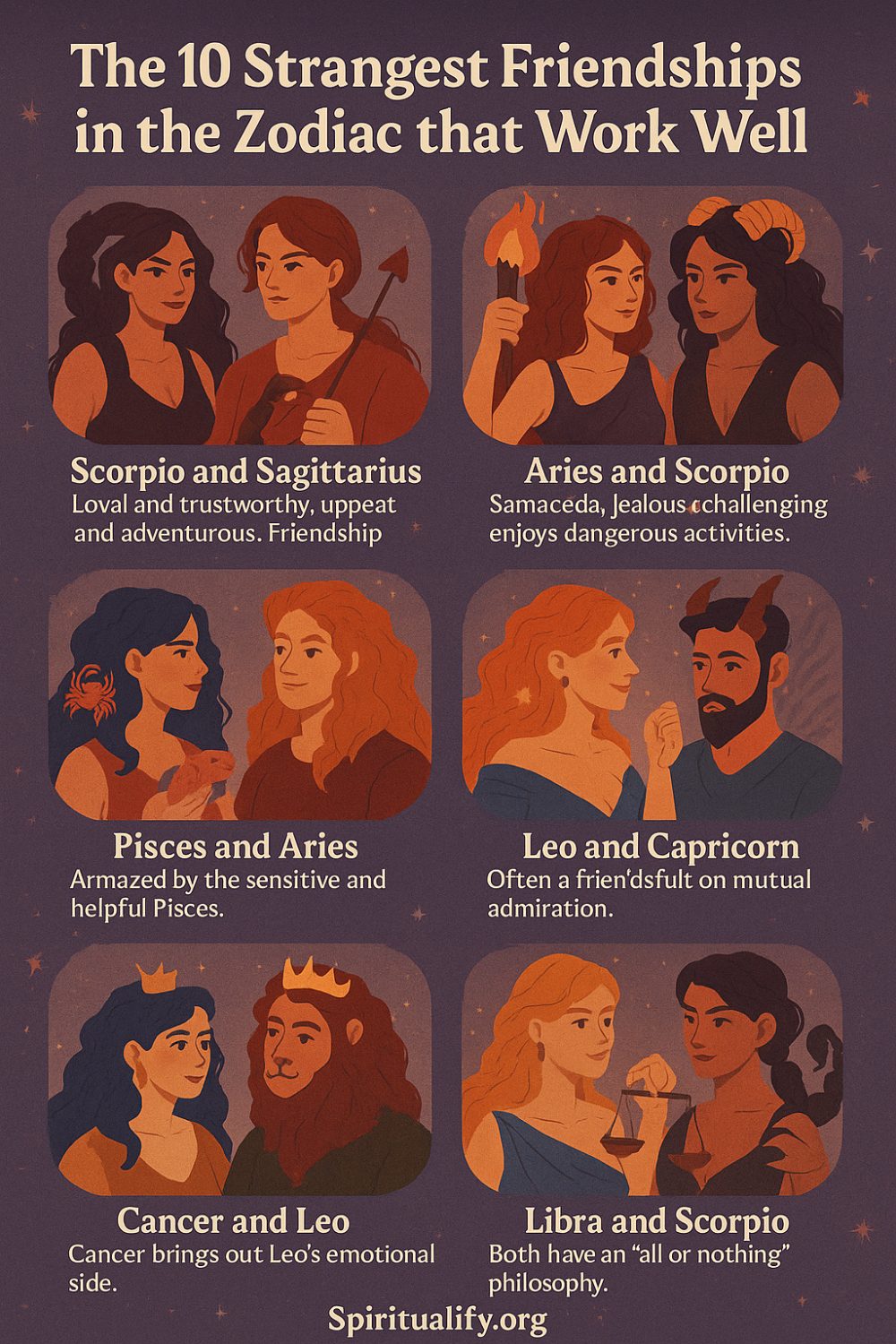 The 10 Strangest Friendships in the Zodiac that Work Well Infographic
