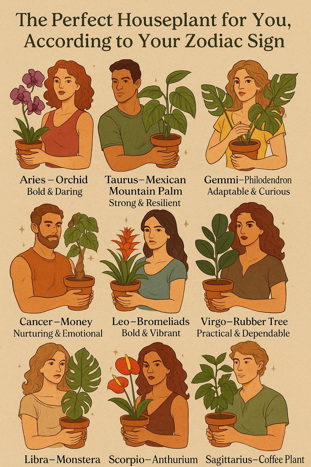 The Perfect Houseplant for You, According to Your Zodiac Sign Infographic