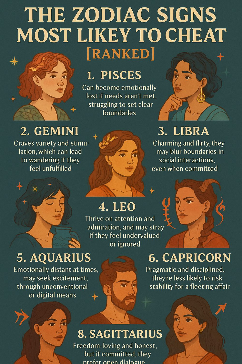 The Zodiac Signs Most Likely to Cheat [Ranked] Infographic