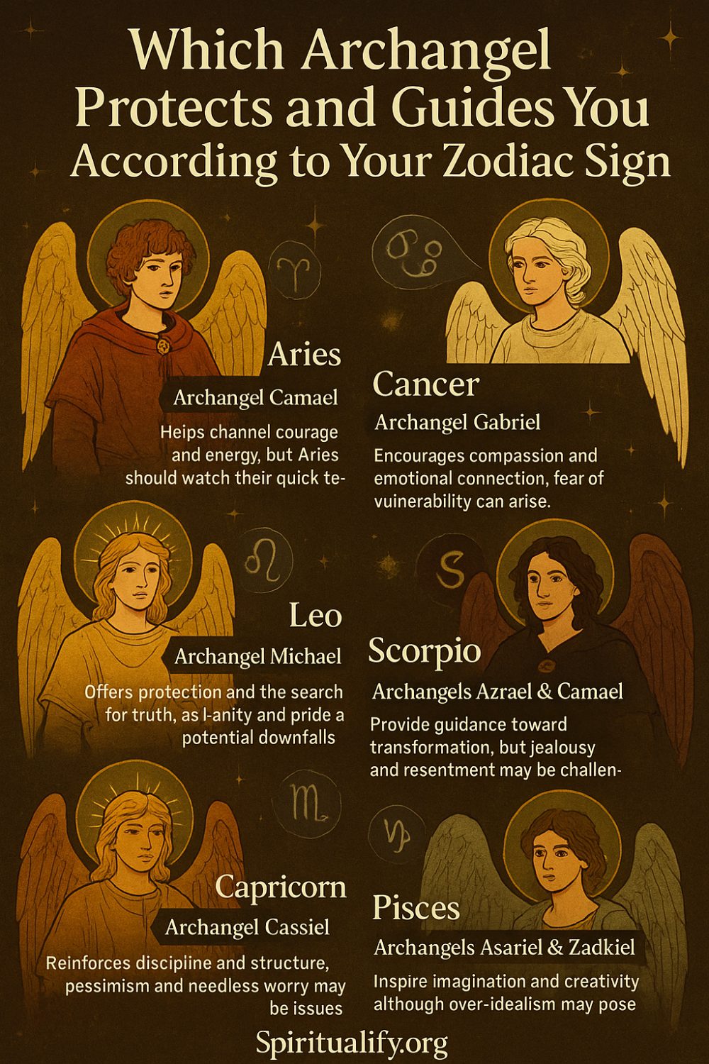 Which Archangel Protects and Guides You According to Your Zodiac Sign Infographic