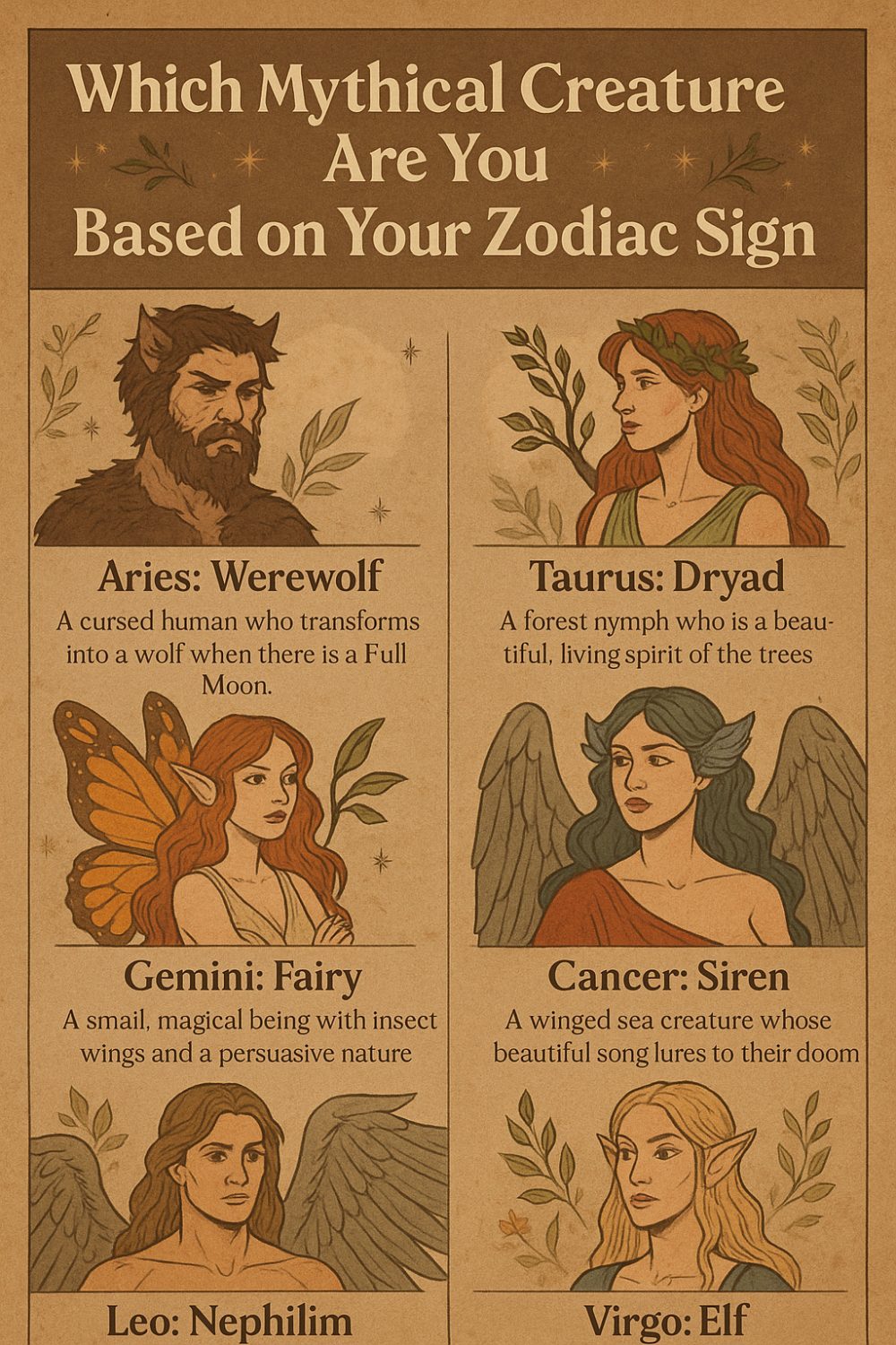 Which Mythical Creature Are You Based on Your Zodiac Sign Infographic