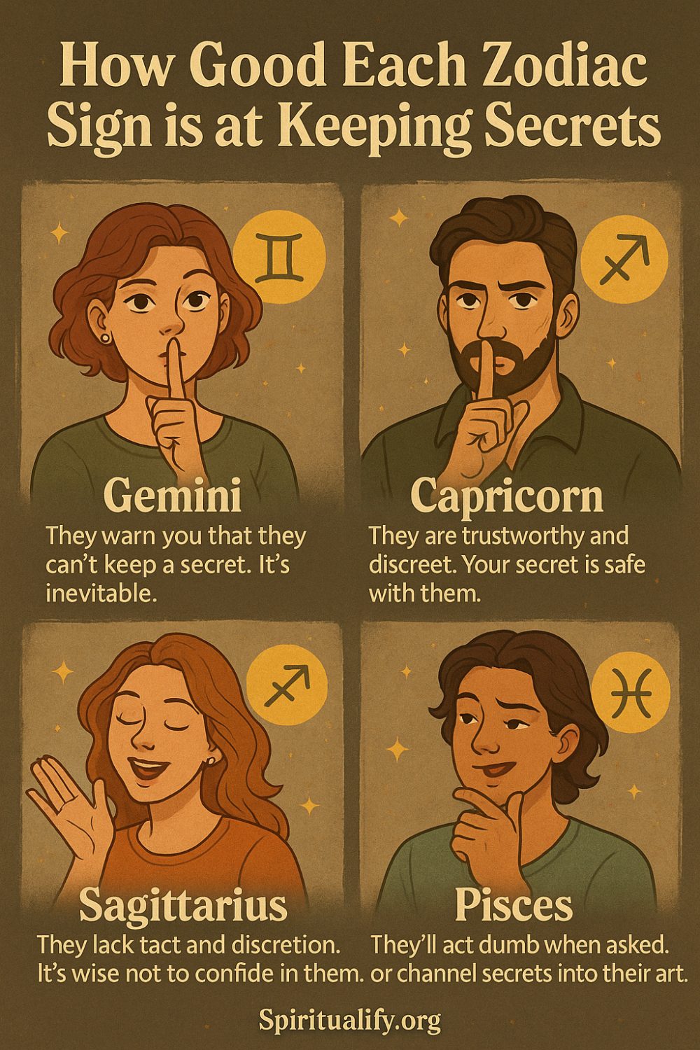 How Good Each Zodiac Sign is at Keeping Secrets Infographic
