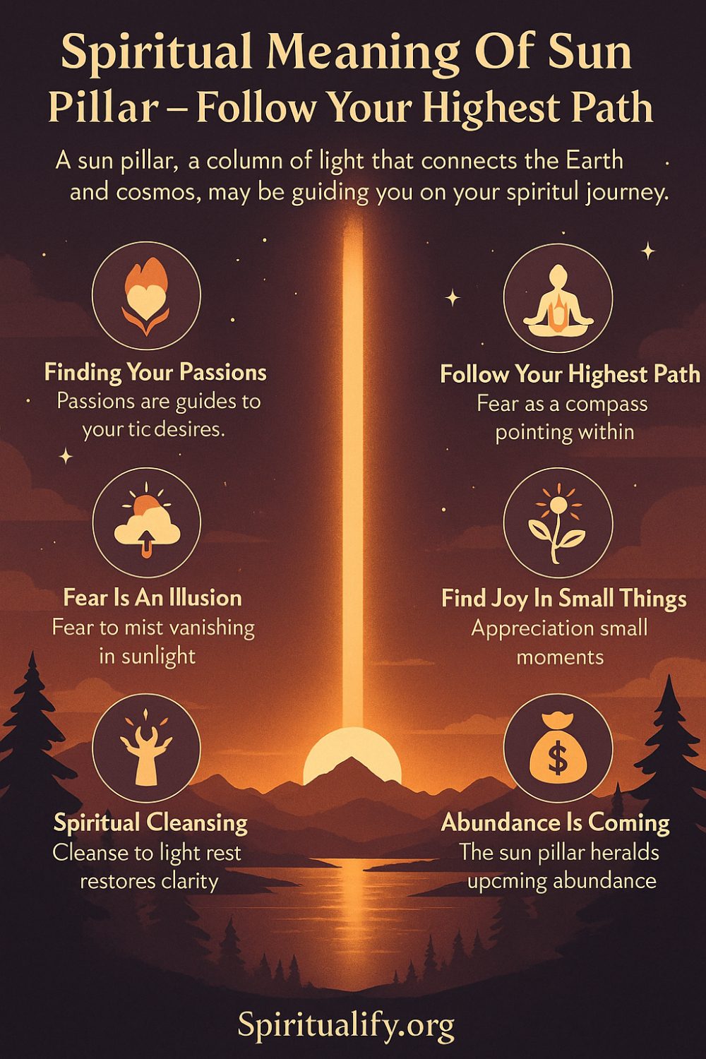 Spiritual Meaning Of Sun Pillar – Follow Your Highest Path Infographic