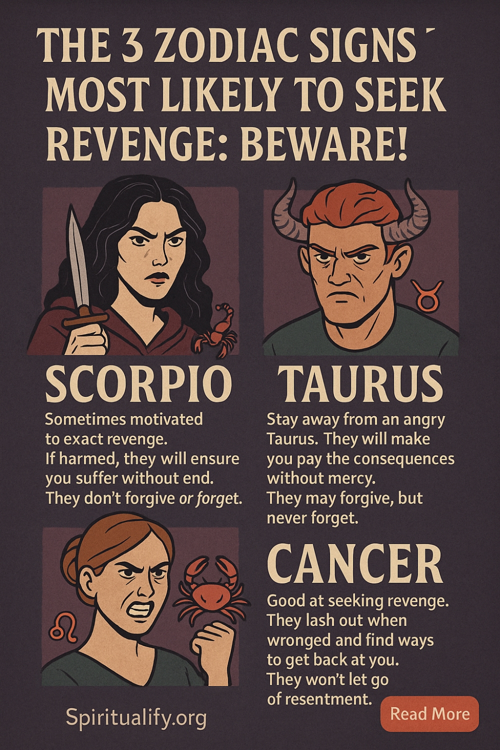 The 3 Zodiac Sign Most Likely To Seek Revenge Beware! Infographic