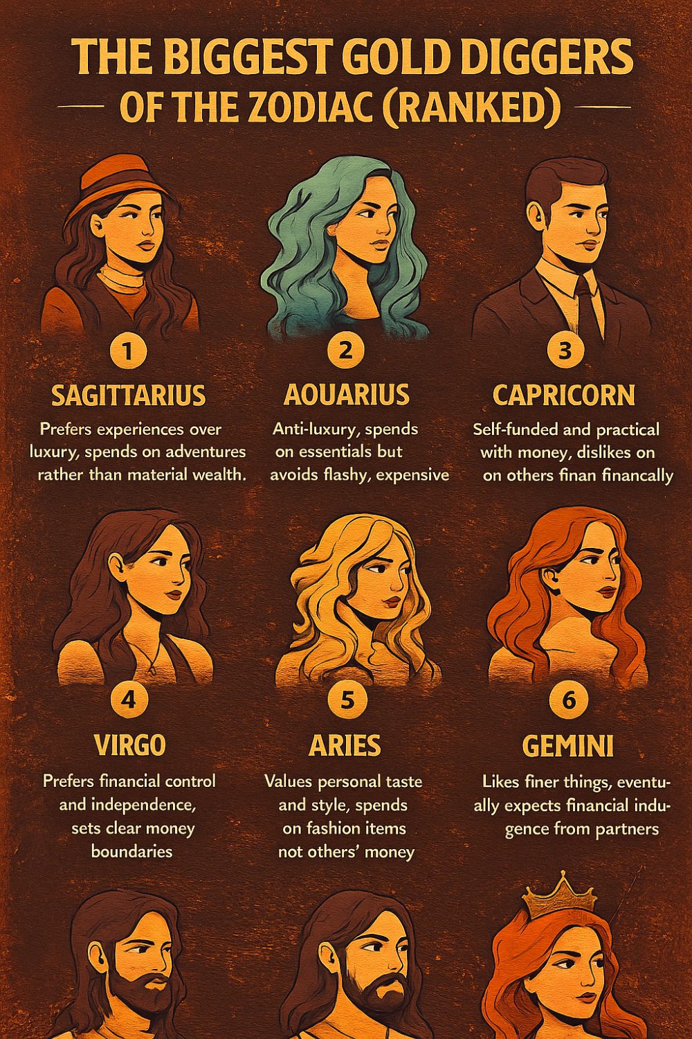 The Biggest Gold Diggers of the Zodiac [Ranked] Infographic