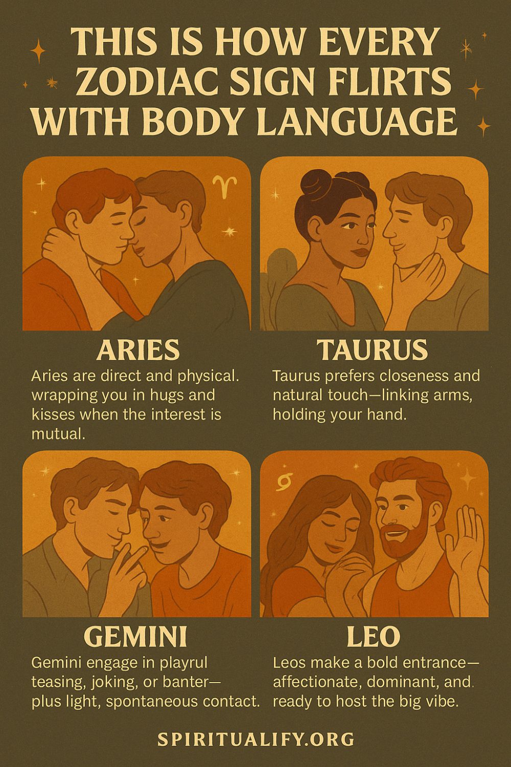 This is How Every Zodiac Sign Flirts With Body Language Infographic