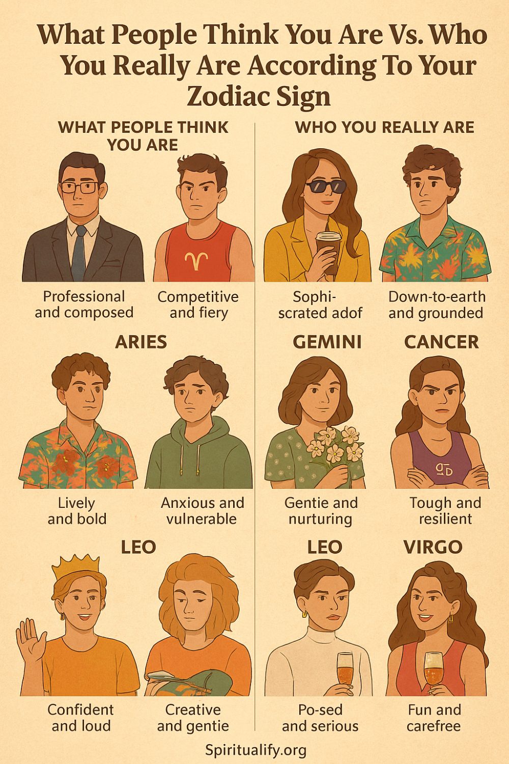 What People Think You Are Vs. Who You Really Are According To Your Zodiac Sign Infographic