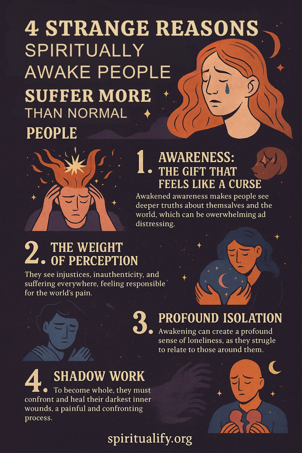 4 Strange Reasons Spiritually Awake People Suffer More Than Normal People Infographic