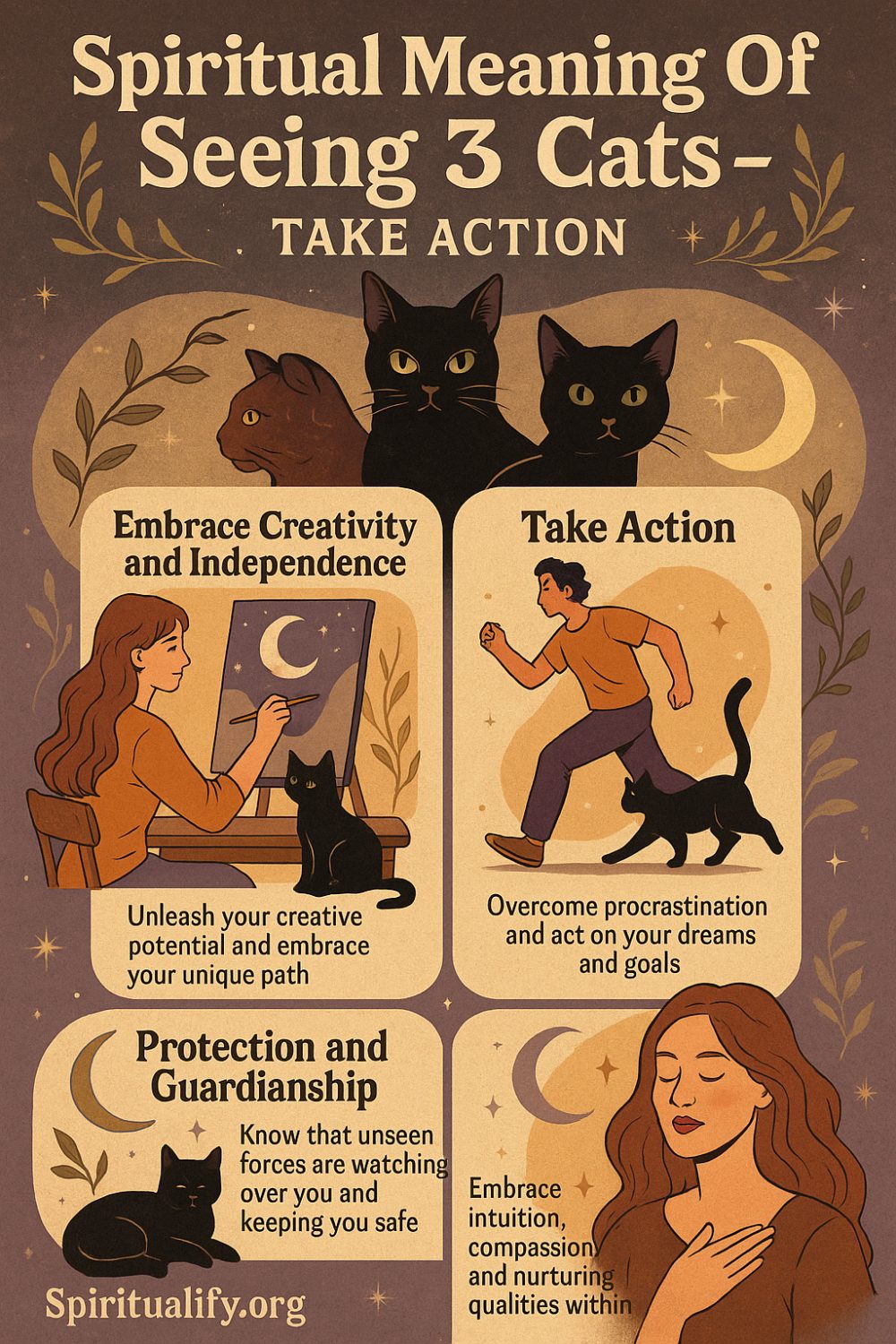 Spiritual Meaning Of Seeing 3 Cats – Take Action Infographic