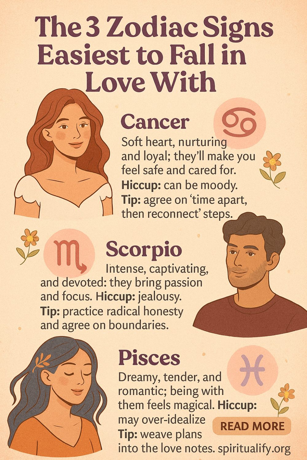 The 3 Zodiac Signs Easiest to Fall in Love With Infographic