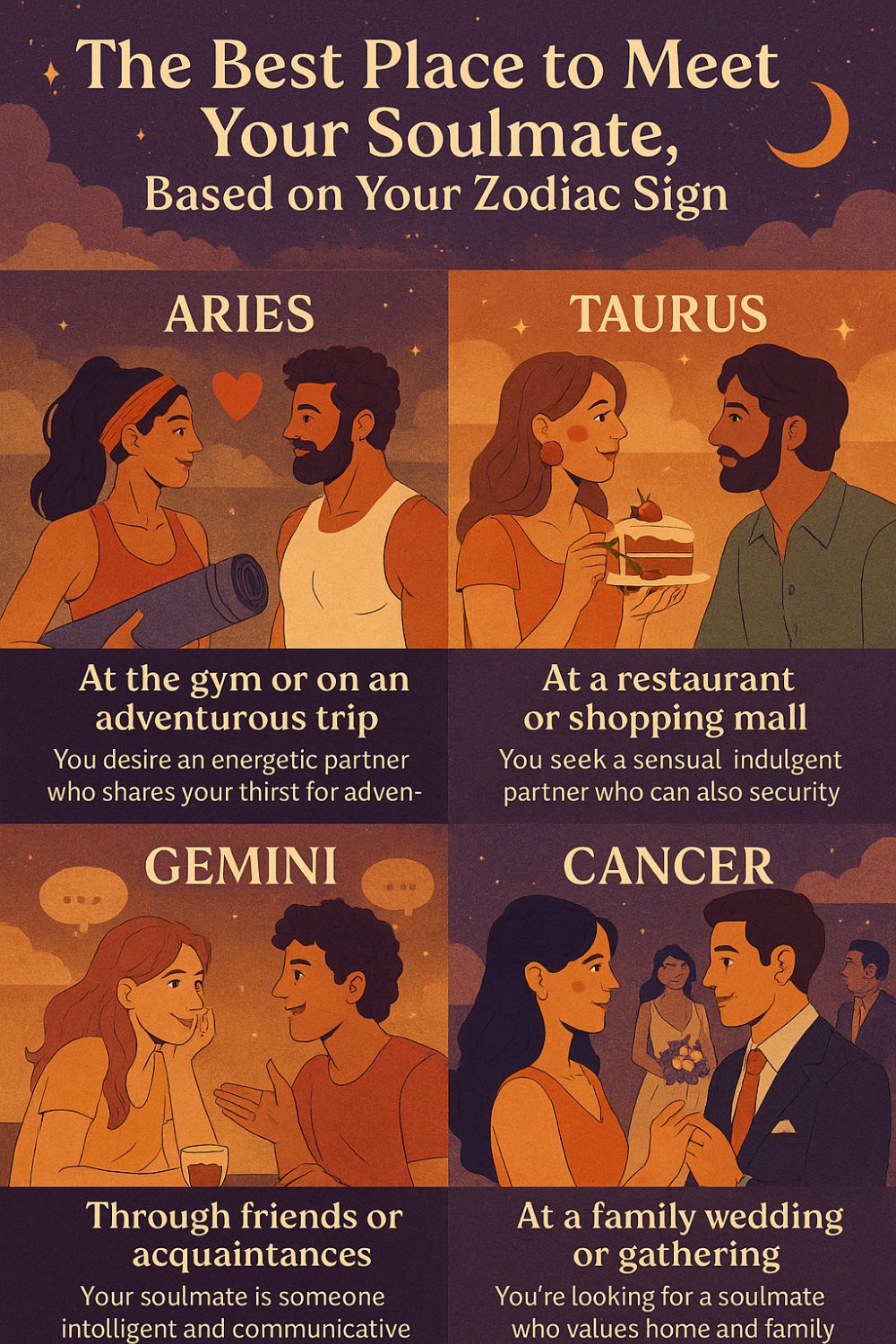 The Best Place To Meet Your Soulmate, Based On Your Zodiac Sign Infographic