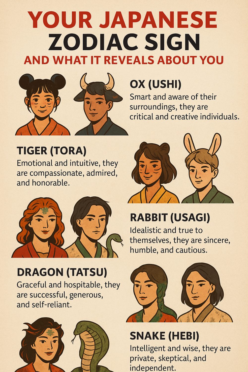 Your Japanese Zodiac Sign And What it Reveals About You Infographic