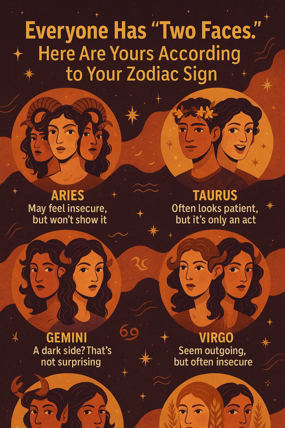 Everyone Has “Two Faces.” Here Are Yours According To Your Zodiac Sign Infographic