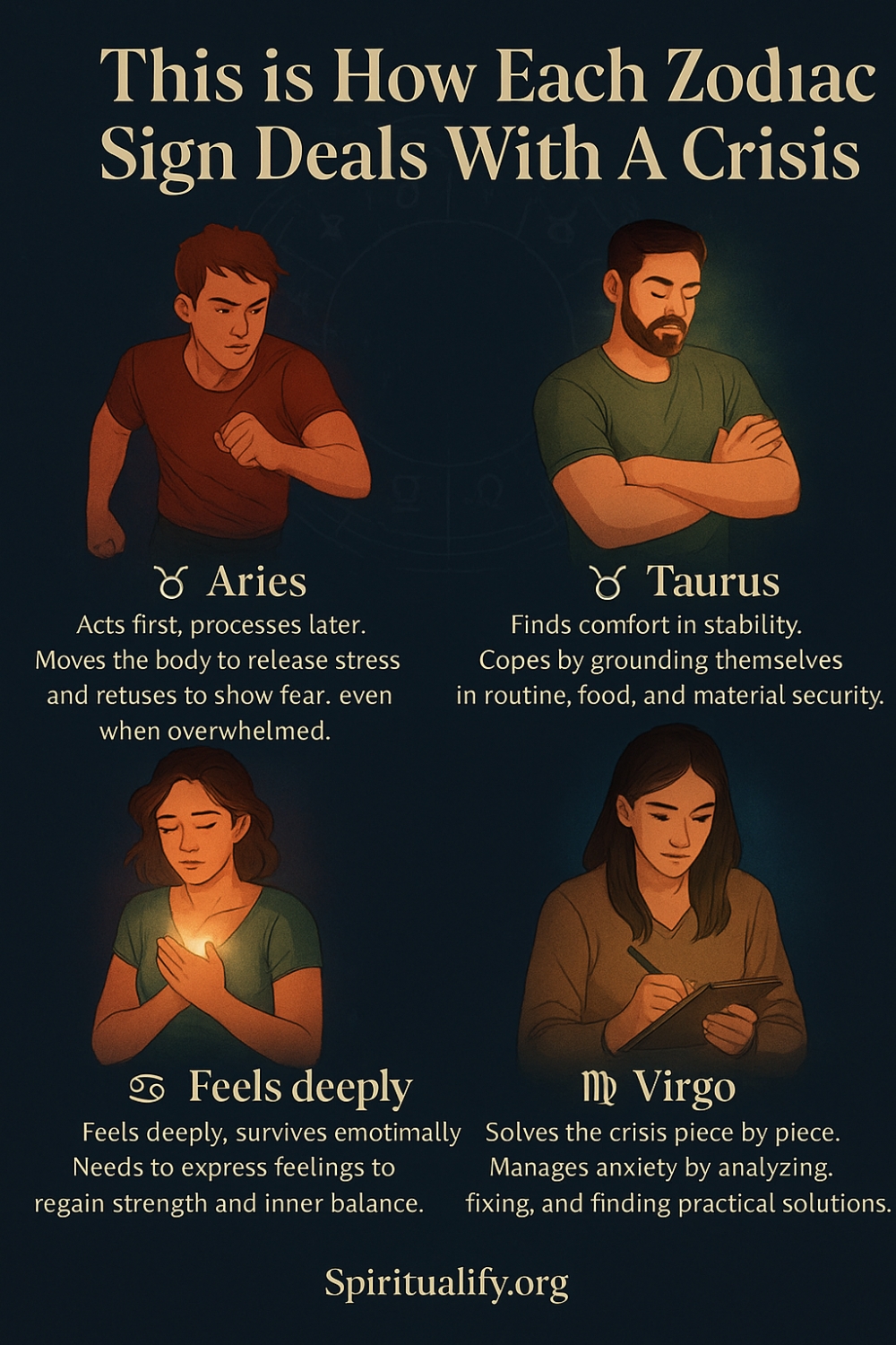 This is How Each Zodiac Sign Deals With A Crisis Infographic
