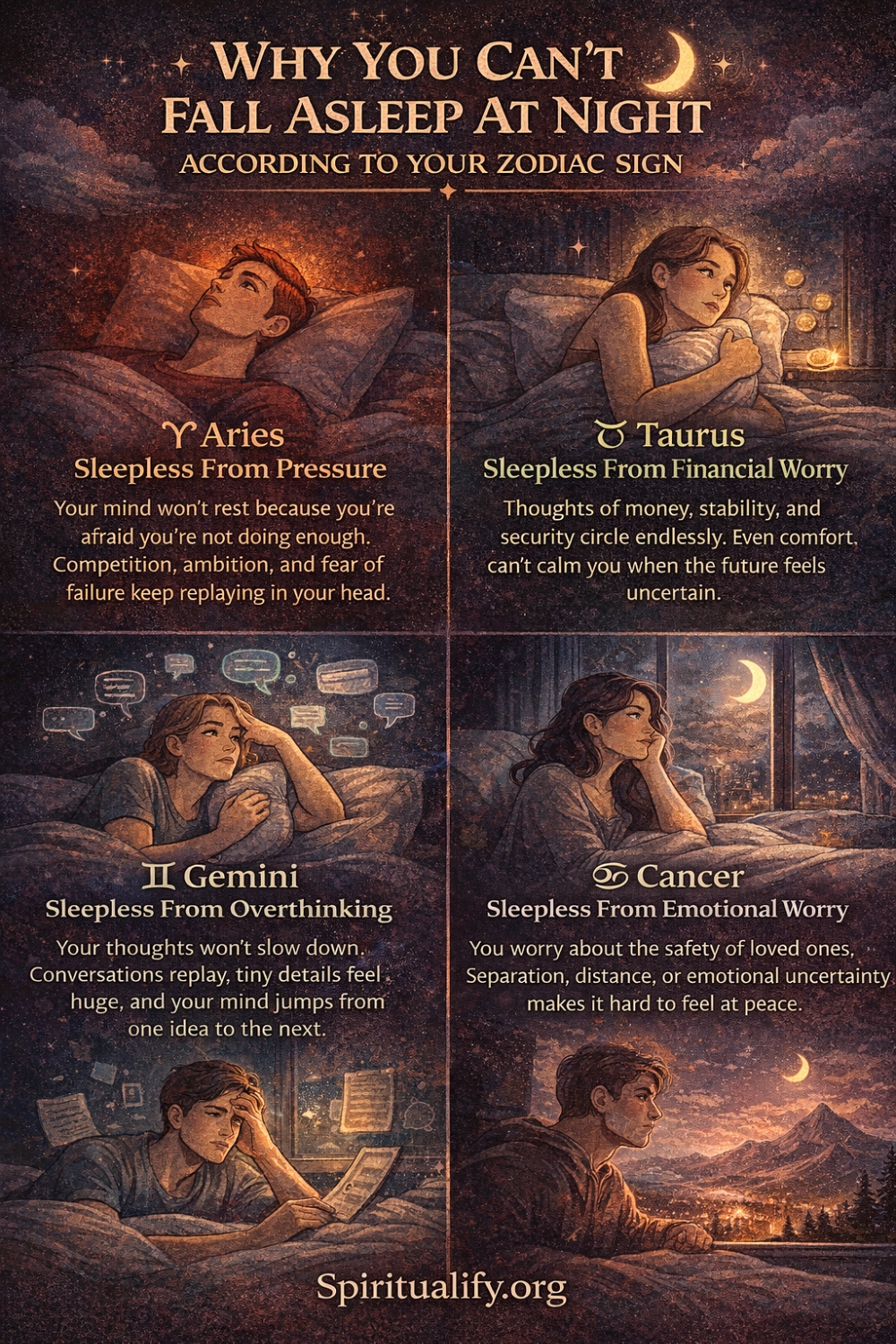 Why You Can’t Fall Asleep At Night According To Your Zodiac Sign Infographic