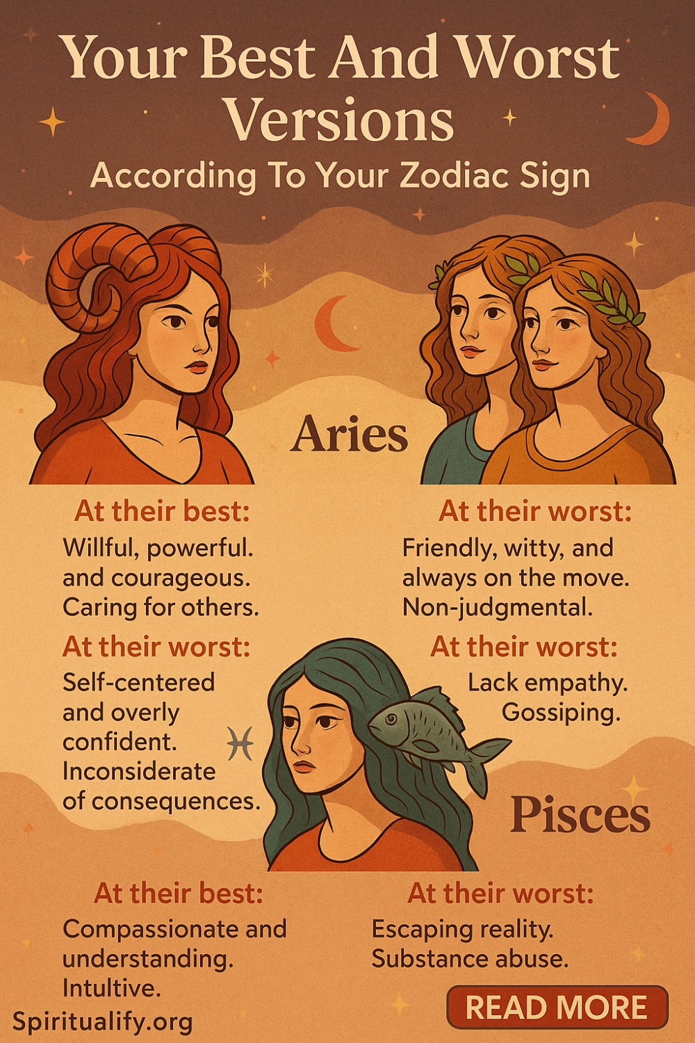 Your Best And Worst Versions According To Your Zodiac Sign Infographic