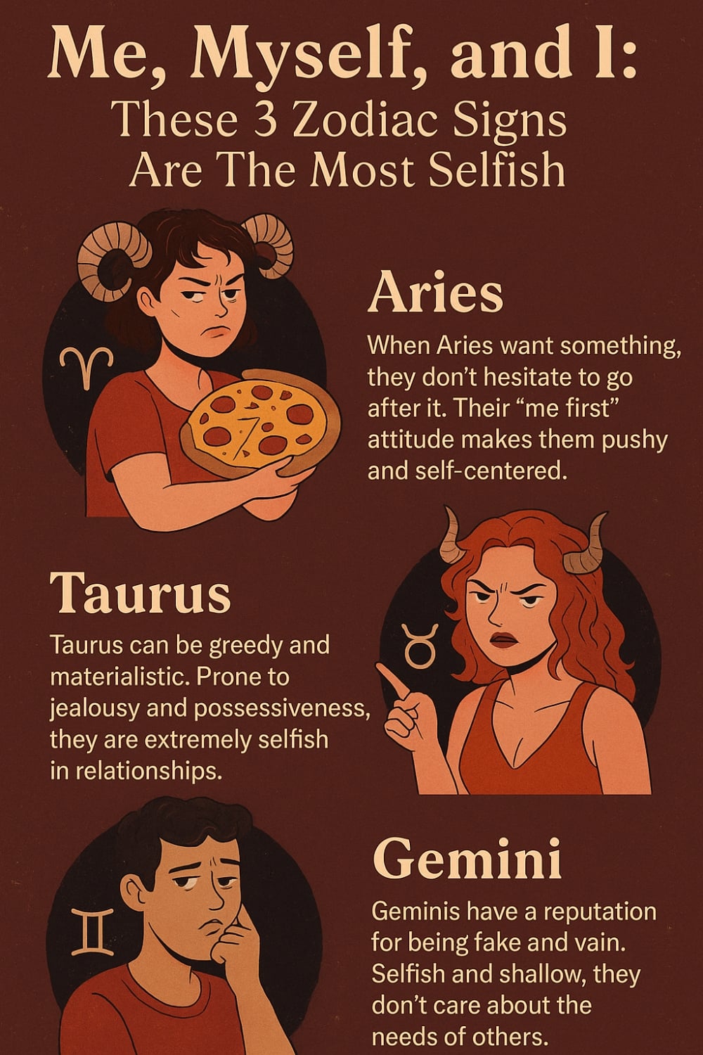 Me, Myself, and I These 5 Zodiac Signs Are The Most Selfish Infographic