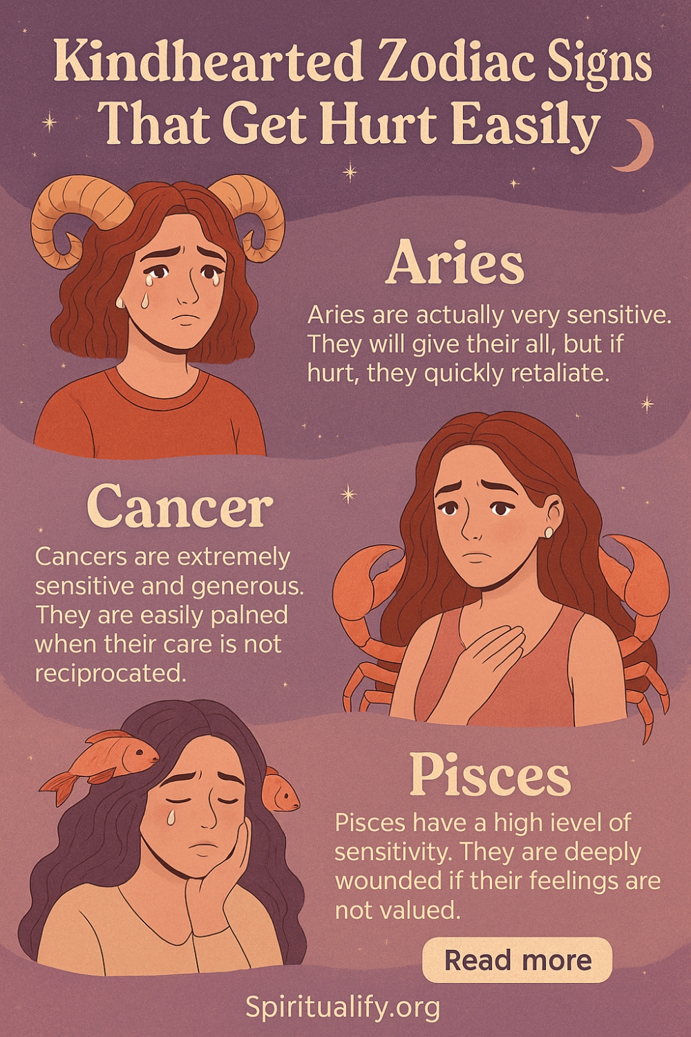 6 Kindhearted Zodiac Signs That Get Hurt Easily Infographic