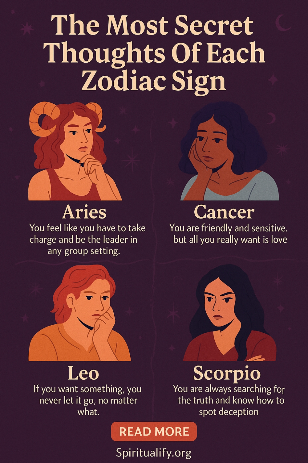 The Most Secret Thoughts Of Each Zodiac Sign Infographic