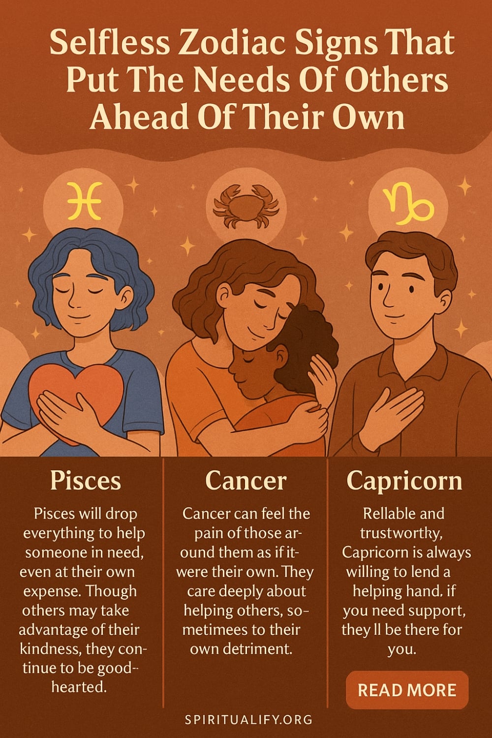 6 Selfless Zodiac Signs That Put The Needs Of Others Ahead Of Their Own Infographic