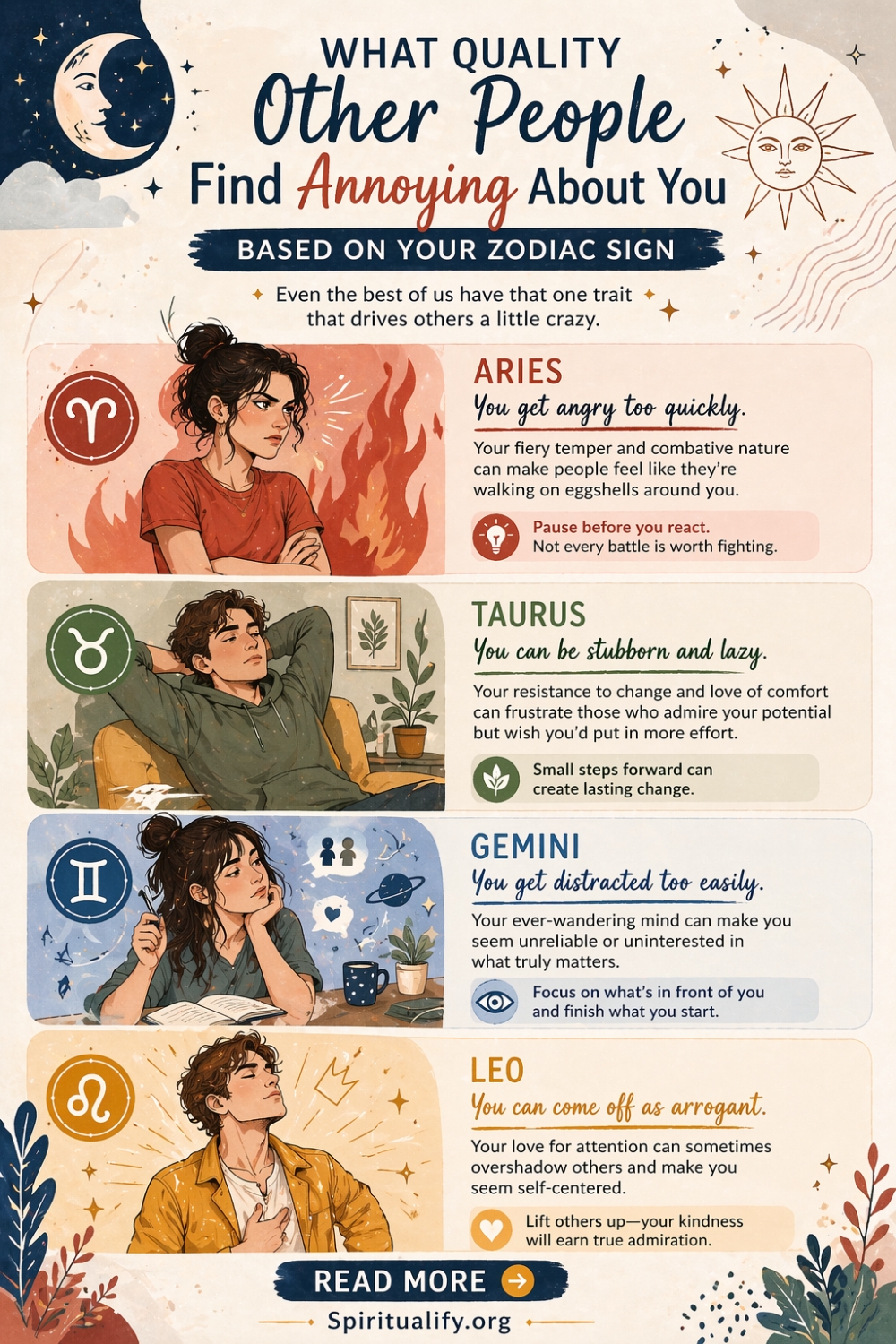 What Quality Other People Find Annoying About You Based On Your Zodiac Sign Infographic