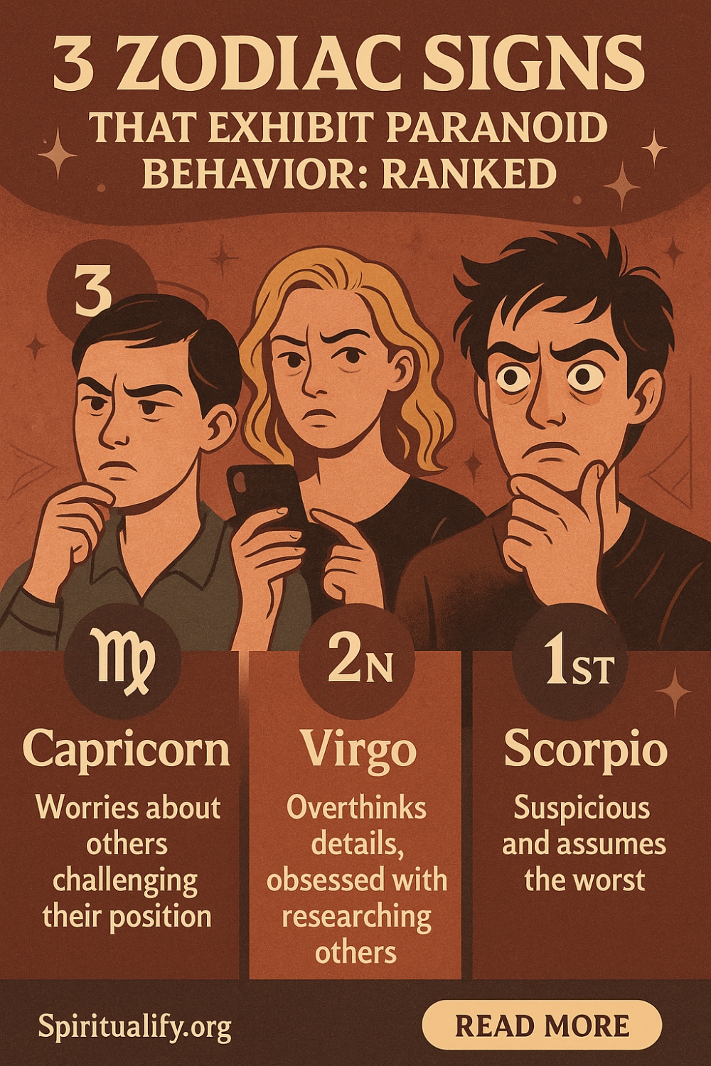 3 Zodiac Signs That Exhibit Paranoid Behavior Ranked Infographic