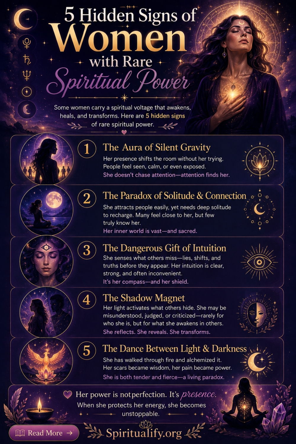 7 Hidden Signs of Women with Rare Spiritual Power Infographic