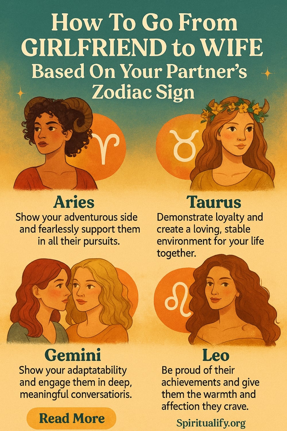 How To Go From Girlfriend To Wife Based On Your Partner’s Zodiac Sign Infographic