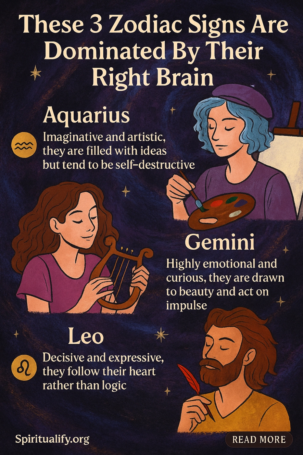 These 3 Zodiac Signs Are Dominated By Their Right Brain Infographic