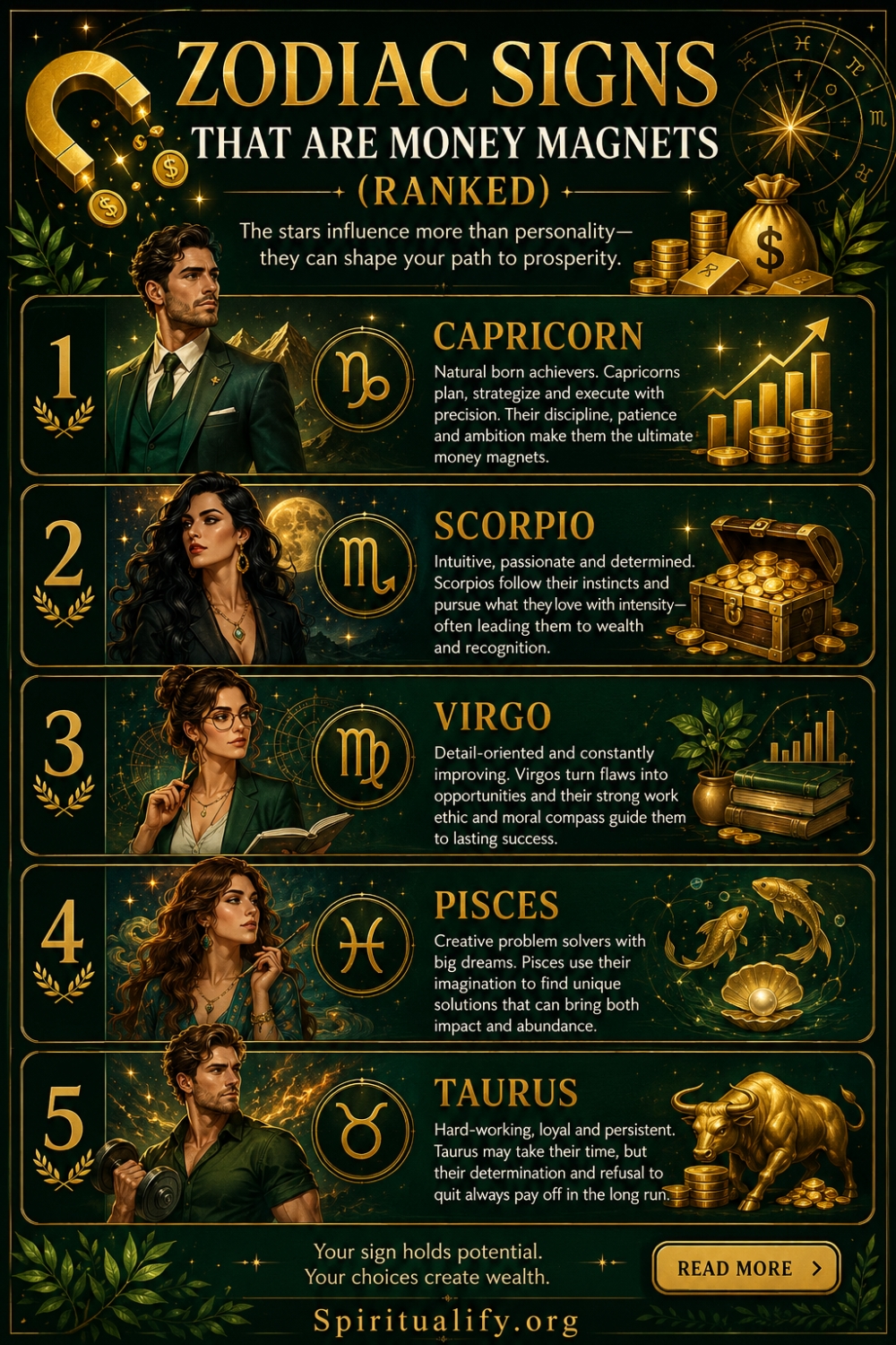 Zodiac Signs That Are Money Magnets (Ranked) Infographic