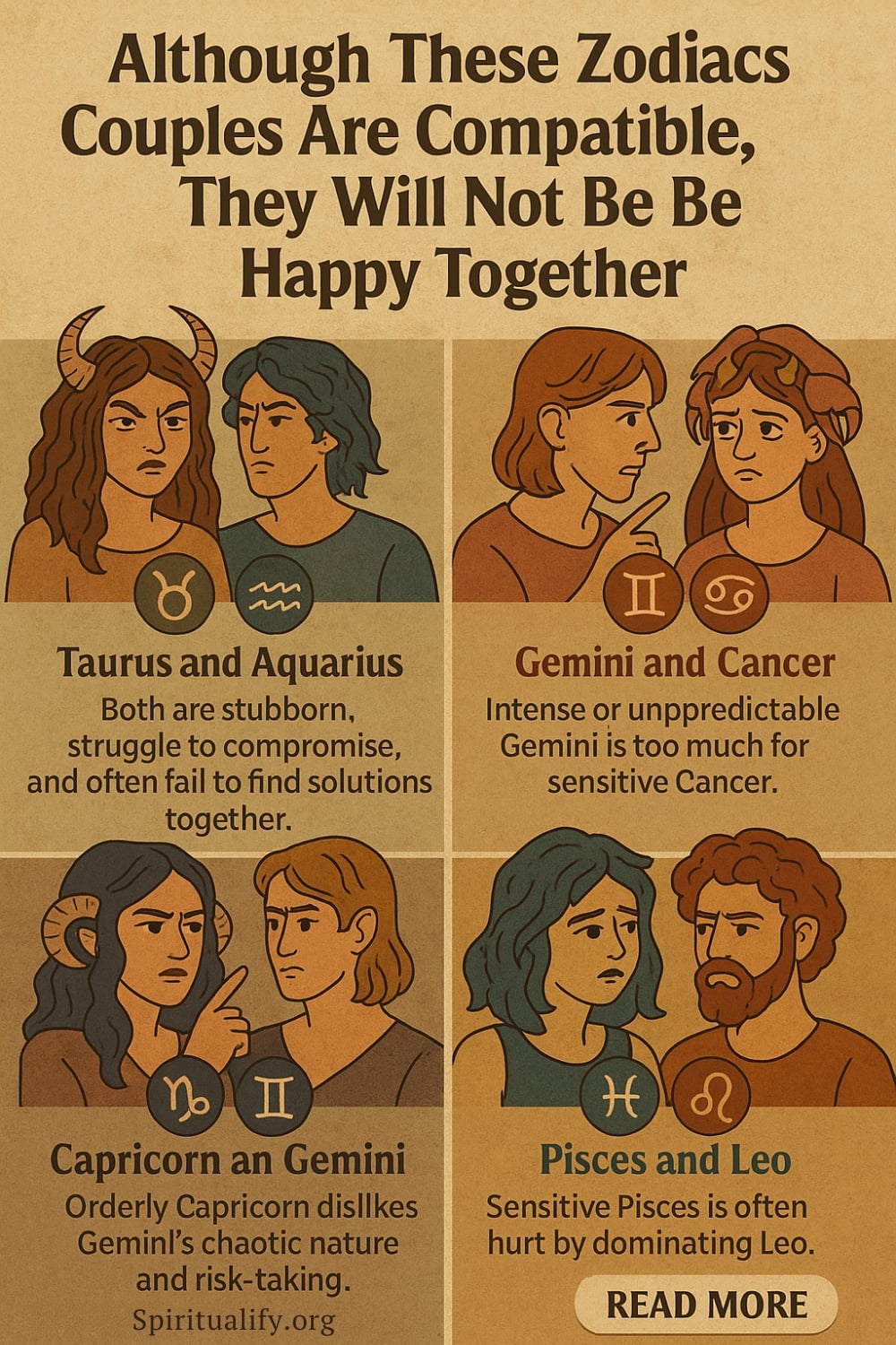 Although These Zodiac Couples Are Compatible, They Will Not Be Happy Together Infographic