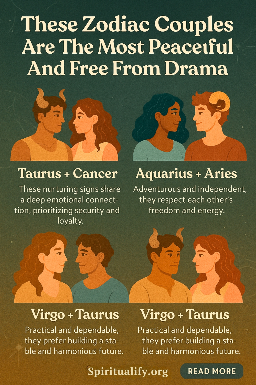These 10 Zodiac Couples Are The Most Peaceful And Free From Drama Infographic