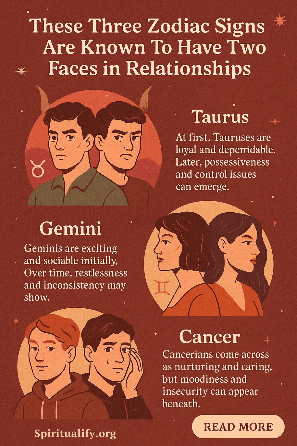 These Three Zodiac Signs Are Known To Have Two Faces in Relationships Infographic