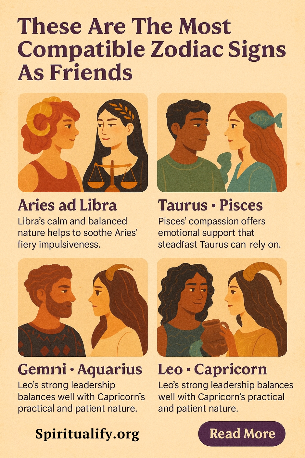 These Are The Most Compatible Zodiac Signs As Friends Infographic