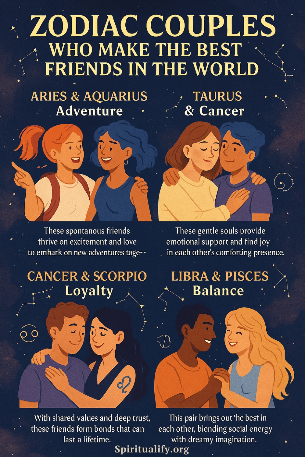 12 Zodiac Couples Who Make the Best Friends in the World Infographic