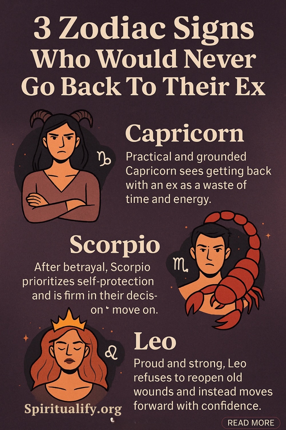 4 Zodiac Signs Who Would Never Go Back To Their Ex Infographic