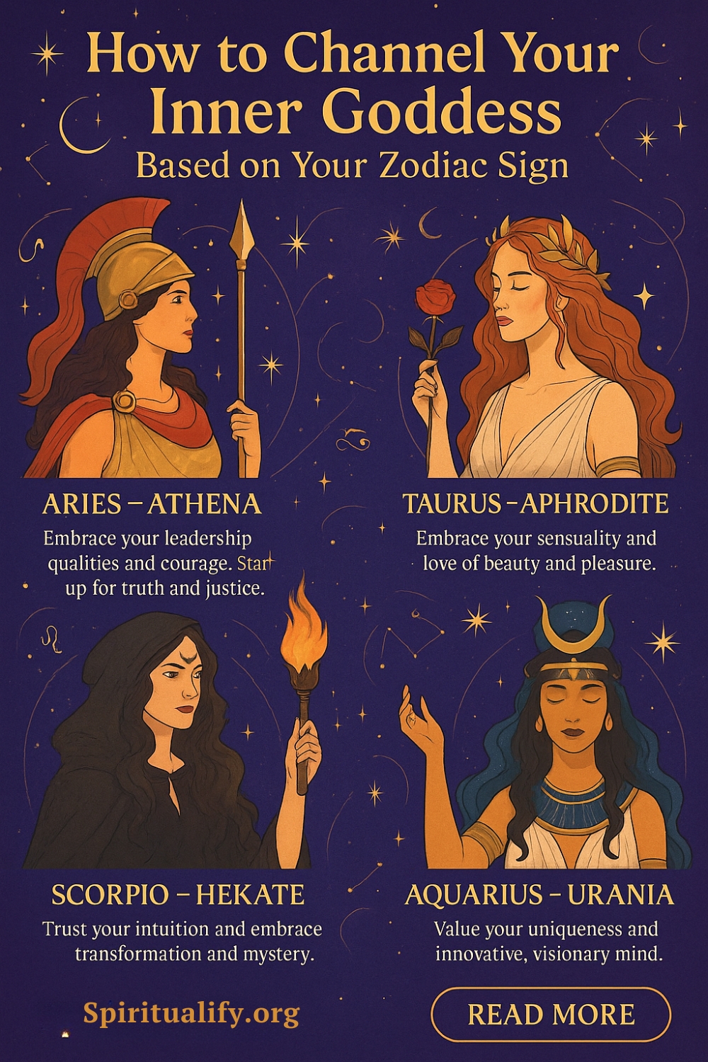 How to Channel Your Inner Goddess Based on Your Zodiac Sign Infographic
