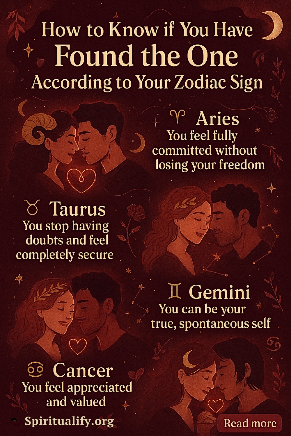 How to Know if You Have Found the One According to Your Zodiac Sign Infographic