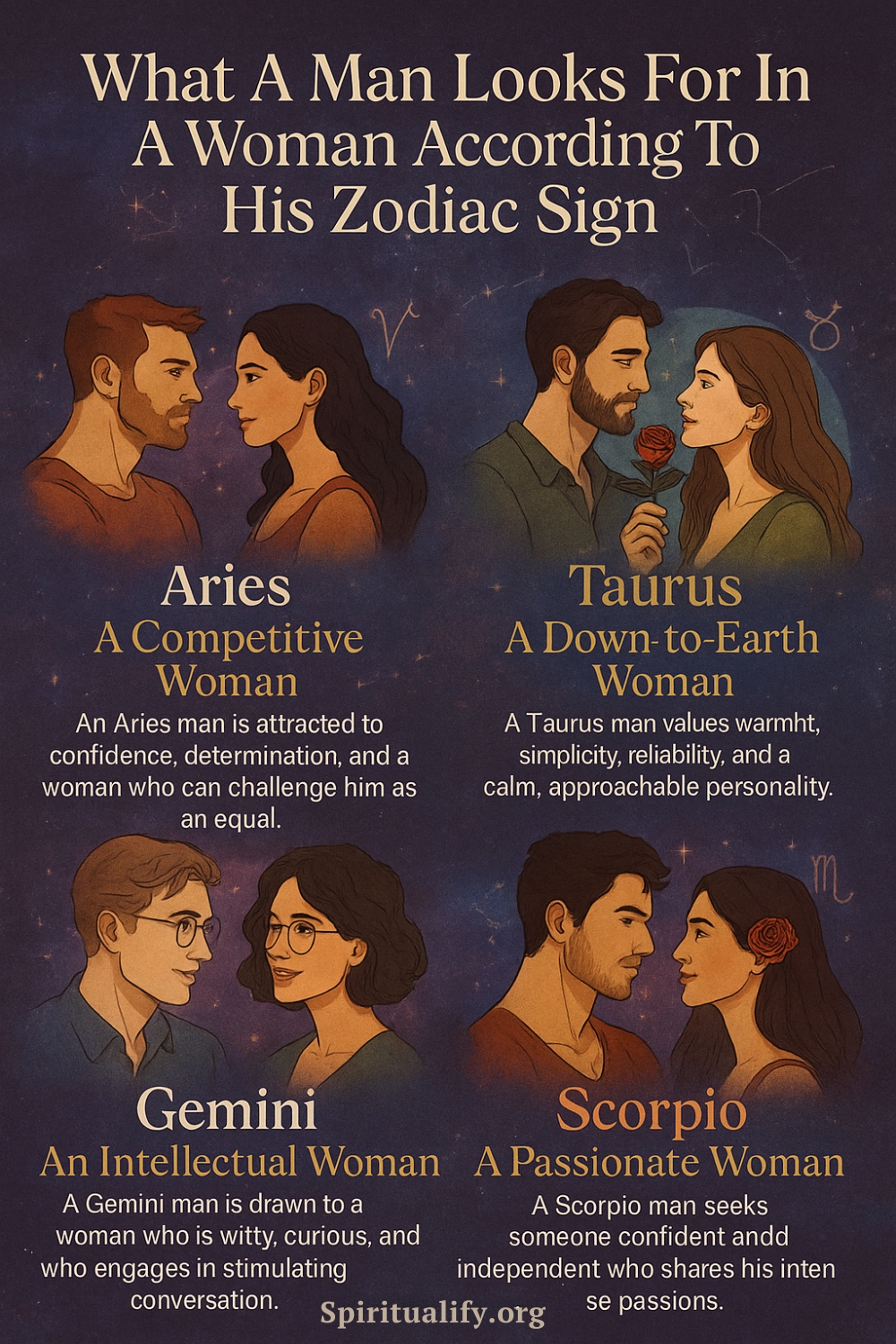What A Man Looks For In A Woman According To His Zodiac Sign Infographic